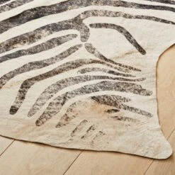 Distressed Faux Zebra Hide Area Rug 5'x8' 11 Distressed Faux Zebra Hide Area Rug 5'x8' -Home Furnishing Store DistressedFxZebraHide5X8ROS19