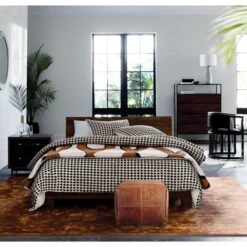 Dondra Teak Wood Queen Bed -Home Furnishing Store DondraQueenBedEstelaBlackWhiteSP19