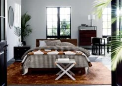 Estela Black And White Organic Cotton Duvet Cover And Shams -Home Furnishing Store DondraQueenBedJL18