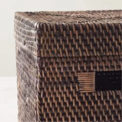 Emme Square Handwoven Espresso Rattan Storage Basket -Home Furnishing Store EmmeBoxwLidEspSqAV2SHF22