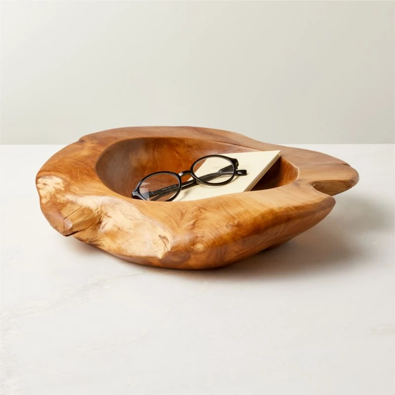 Emmett Natural Teak Decorative Bowl Small 4 Emmett Natural Teak Decorative Bowl Small - Image 2