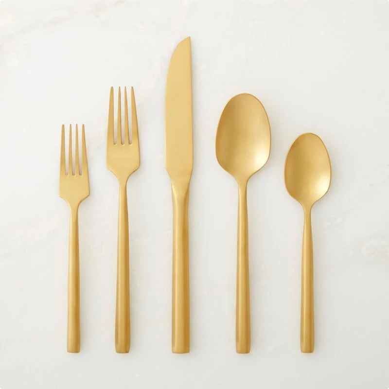 20-Piece Essence Brushed Champagne Gold Flatware Set 3 20-Piece Essence Brushed Champagne Gold Flatware Set