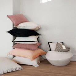 Eyelash Ivory Linen Throw Pillow With Feather-Down Insert 20" -Home Furnishing Store EyelashPillowAG21 1x1