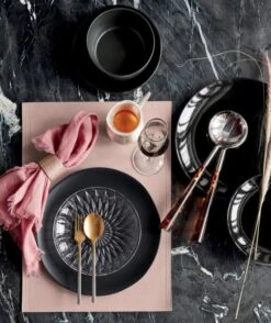 Daphne Glass Appetizer Plate Set Of 8 -Home Furnishing Store FauxLeatherPinkPlacematJN19