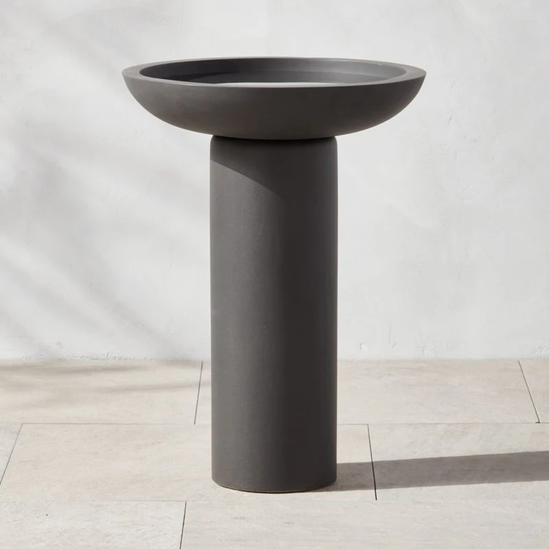 Flatform Charcoal Cement Birdbath 3 Flatform Charcoal Cement Birdbath