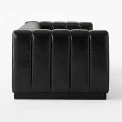 Forte Extra-Large Channeled Black Leather Sofa 101" -Home Furnishing Store ForteChnnldBkLthrLgSofaSDSSF22