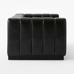 Forte Channeled Black Leather Sofa 81" -Home Furnishing Store ForteChnnldBkLthrSofaSDSSF22