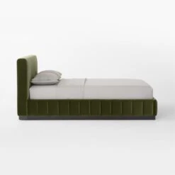 Forte Channeled Green Velvet Queen Bed 12 Forte Channeled Green Velvet Queen Bed -Home Furnishing Store ForteGreenQueenBedSDSSF22