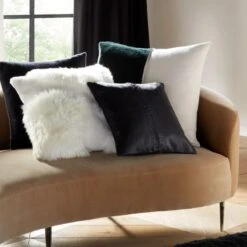 Connect White Sheepskin Fur Throw Pillow With Feather-Down Insert 20" -Home Furnishing Store FoundationsPillowArngmtPCS22 1x1