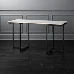 Fullerton Black Metal Desk With White Marble Top