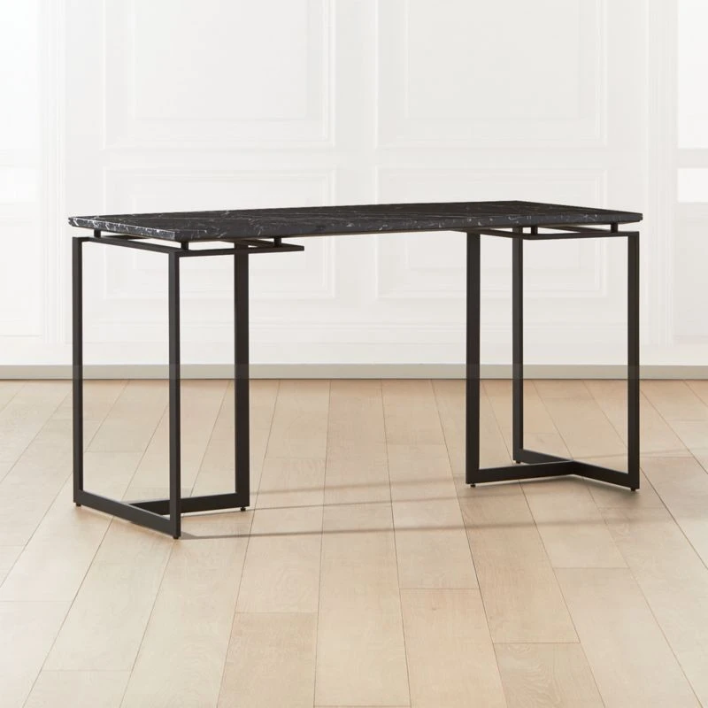 Fullerton Black Metal Desk With Black Marble Top 4 Fullerton Black Metal Desk With Black Marble Top - Image 2