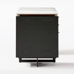 Fullerton 3-Drawer Black Metal And Oak Wood With White Marble Top -Home Furnishing Store FullertonModWtDkW2BkDrwSDF20 1