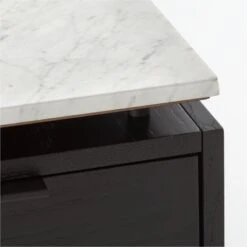 Fullerton 6-Drawer Black Oak Wood Desk With White Marble Top -Home Furnishing Store FullertonModWtDkWBkDrNLgAVF20