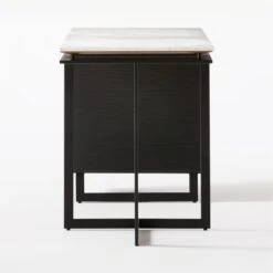 Fullerton 3-Drawer Black Metal And Oak Wood With White Marble Top -Home Furnishing Store FullertonModWtDkWBkDrNLgSDF20