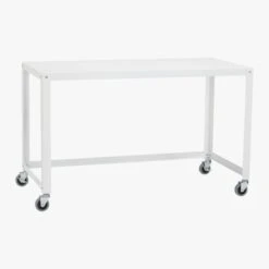 Go-Cart White Metal Desk On Wheels -Home Furnishing Store GoCartDeskWhite3QS13