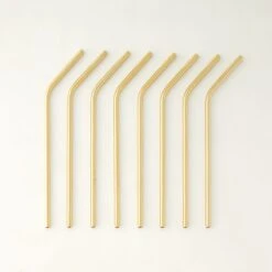 Gold Stainless Steel Straw Set Of 8