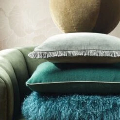 Terre Olive Green Velvet Sphere Throw Pillow -Home Furnishing Store GreenPillowArngmtPCS22 1x1 2