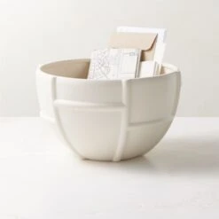 Grille White Decorative Bowl Small -Home Furnishing Store GridBowlSmallROS23
