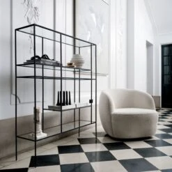 Euclidean Black Metal Etagere -Home Furnishing Store GwynethIvoryBoucleChairJN21 1x1