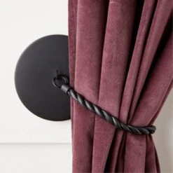 Harlan Matte Black Twisted Leather Curtain Panel Tieback -Home Furnishing Store HarlanMtBkTwtdLthTiebackAVSHS23