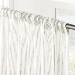Harlow Striped Linen-Blend Sheer Window Curtain Panel 48"x84" -Home Furnishing Store HarlowLnNCtnStpCtnPl96inAV2SHF22