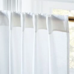 Heavyweight White Linen Curtain Panel -Home Furnishing Store HeavyweightWhtLnCrtPnl96inROF19