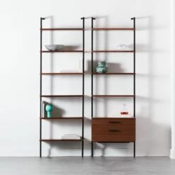 Helix 96" Walnut Bookcase With 2 Drawers -Home Furnishing Store HelixTallBookcaseN2DrawerFHS20 1x1