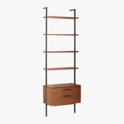 Helix 96" Walnut Bookcase With 2 Drawers -Home Furnishing Store HelixTallShlf2DrwWalnut3QS20
