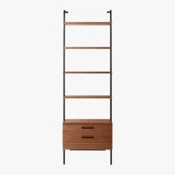 Helix 96" Walnut Bookcase With 2 Drawers -Home Furnishing Store HelixTallShlf2DrwWalnutSOS20