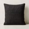 Hendrix Woven Black Leather Throw Pillow With Down-Alternative Insert 20'' -Home Furnishing Store HendrixBlkLthPillow20inSHS23
