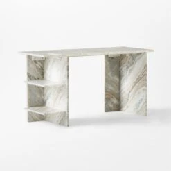 Hera Torrento Brown Marble Desk With Shelves -Home Furnishing Store HeraMarbleDesk3QSSF21