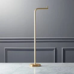 Hex Brass Standing Toilet Paper Holder