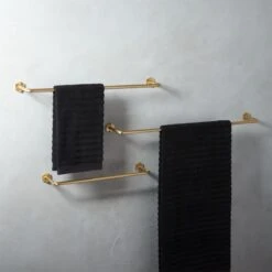 Hex Brushed Brass Towel Bar 18" -Home Furnishing Store HexTowelBarGoldGroupROF17