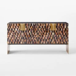 Tiled Horn And Acacia Wood Credenza -Home Furnishing Store HornMediaCredenzaSOSSF21
