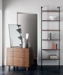 Helix Walnut Wood Wall Mount Bookshelf 96'' -Home Furnishing Store InlineBrassFilingCabinetJN20 1