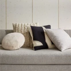 Tillie Ivory White Wool Throw Pillow With Feather-Down Insert 20" -Home Furnishing Store IvoryTxtrdPillowArrngmntPCF21 1x1