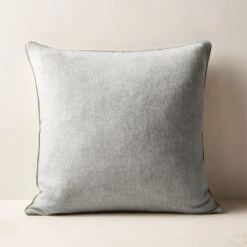 Ivy Heathered Grey Cashmere Throw Pillow With Down-Alternative Insert 20''