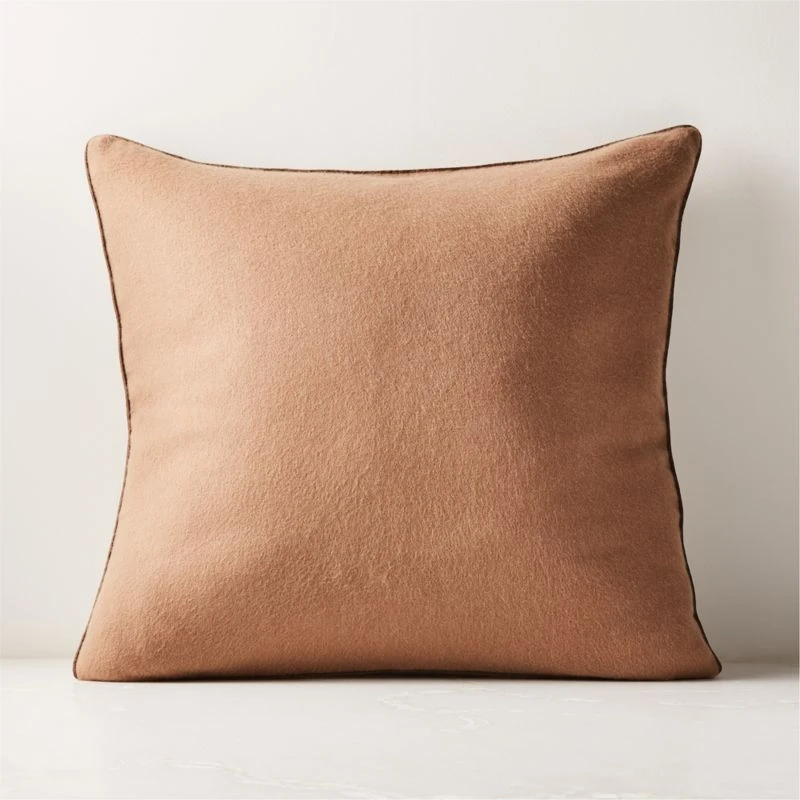 Ivy Camel Brown Cashmere Throw Pillow With Down-Alternative Insert 20" 3 Ivy Camel Brown Cashmere Throw Pillow With Down-Alternative Insert 20"