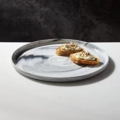 Swirl Black And White Serving Platter -Home Furnishing Store JFSwirl14inServingPlatterROF20