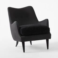 Jed Black Shearling Chair With Black Legs -Home Furnishing Store JedBlkNShrlngChair3QSSS22