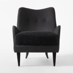 Jed Black Shearling Chair With Black Legs -Home Furnishing Store JedBlkNShrlngChairSOSSS22