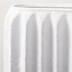 Jessa Rectangular Ribbed White Vase -Home Furnishing Store JessWhtTxtrdVaseAVSHS23