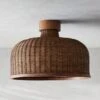 Sago Rounded Rattan Flush Mount Light