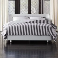 Bowed White Lacquered Queen Bed