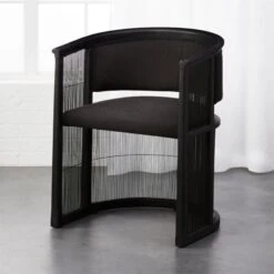 Kaishi Black Fabric Chair With Blackened Ash Frame