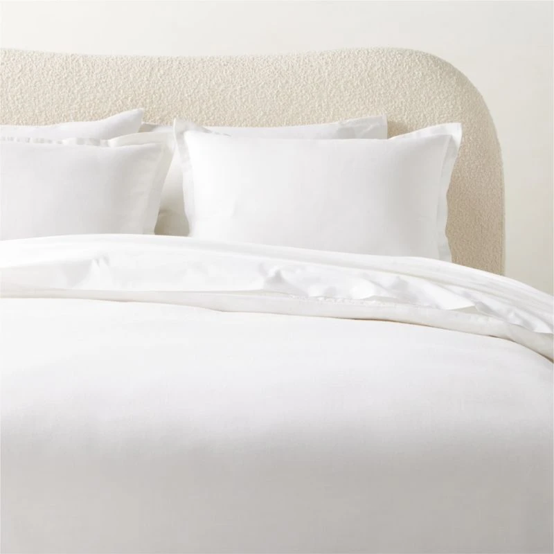 Kellen Organic Cotton-Blend White Duvet Cover And Pillow Shams 3 Kellen Organic Cotton-Blend White Duvet Cover And Pillow Shams
