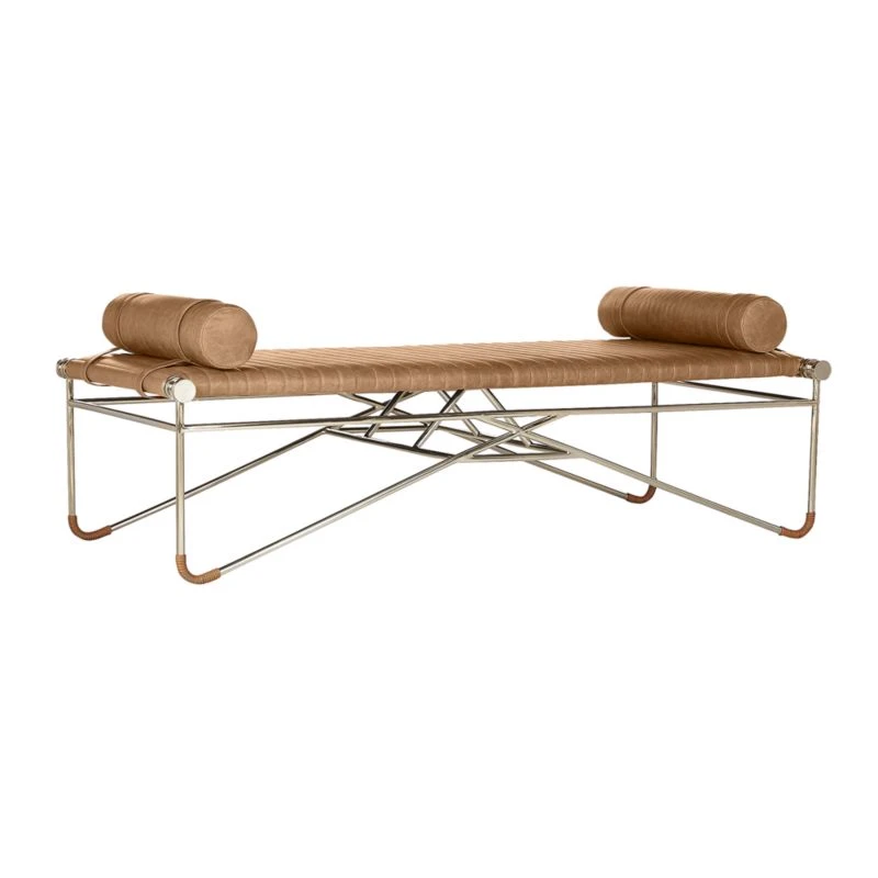 La Strizza 61" Saddle Leather Bench With Bolster Pillows 8 La Strizza 61" Saddle Leather Bench With Bolster Pillows - Image 6