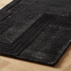 Larso Hand-Tufted Wool-Blend Black Runner Rug 2.5'x8' 7 Larso Hand-Tufted Wool-Blend Black Runner Rug 2.5'x8' -Home Furnishing Store LarsoTftdBlkRunner2p5x8ROS23