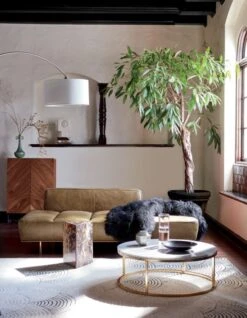 Lawndale Saddle Brown Leather Daybed With Brass Base 14 Lawndale Saddle Brown Leather Daybed With Brass Base -Home Furnishing Store LawndaleDaybedMongolianJN19