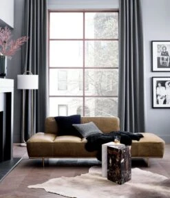 Lawndale Saddle Brown Leather Daybed With Brass Base 13 Lawndale Saddle Brown Leather Daybed With Brass Base -Home Furnishing Store LawndaleSaddleLeatherDaybedAG19